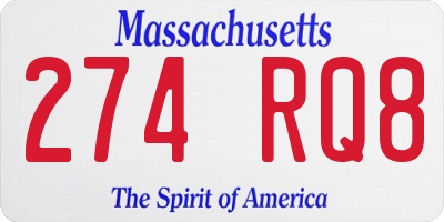 MA license plate 274RQ8