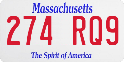 MA license plate 274RQ9