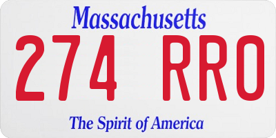 MA license plate 274RR0