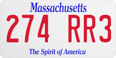 MA license plate 274RR3