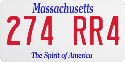 MA license plate 274RR4
