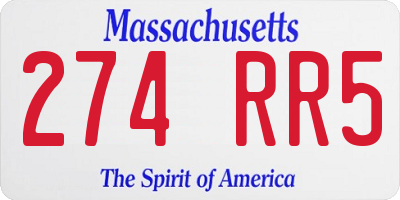 MA license plate 274RR5
