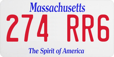 MA license plate 274RR6