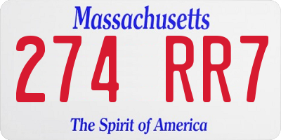 MA license plate 274RR7