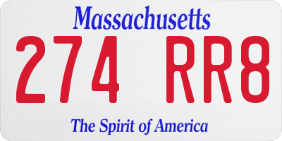 MA license plate 274RR8
