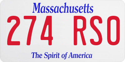 MA license plate 274RS0