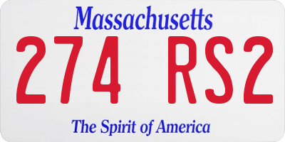 MA license plate 274RS2
