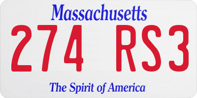 MA license plate 274RS3