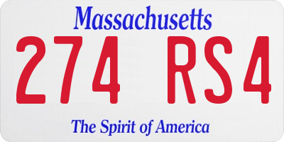 MA license plate 274RS4