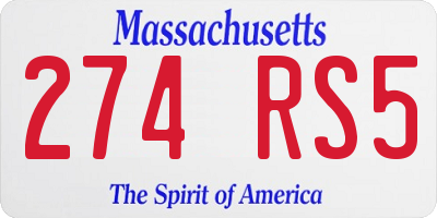 MA license plate 274RS5