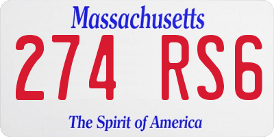 MA license plate 274RS6