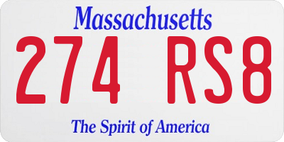 MA license plate 274RS8