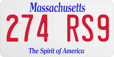MA license plate 274RS9
