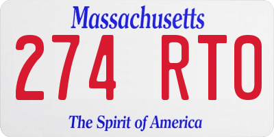 MA license plate 274RT0