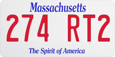 MA license plate 274RT2