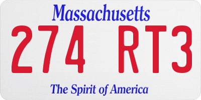 MA license plate 274RT3