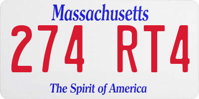MA license plate 274RT4