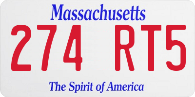 MA license plate 274RT5
