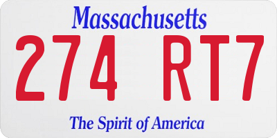 MA license plate 274RT7