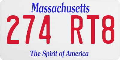 MA license plate 274RT8