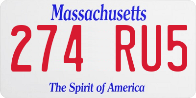 MA license plate 274RU5