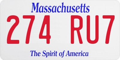 MA license plate 274RU7