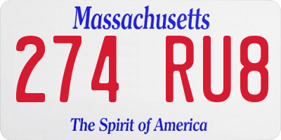 MA license plate 274RU8