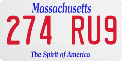 MA license plate 274RU9