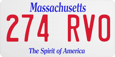 MA license plate 274RV0