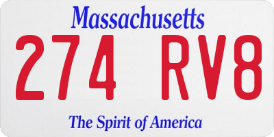 MA license plate 274RV8