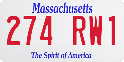 MA license plate 274RW1