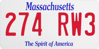 MA license plate 274RW3