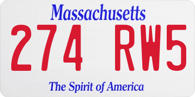 MA license plate 274RW5