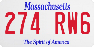 MA license plate 274RW6