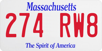 MA license plate 274RW8