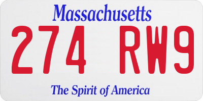 MA license plate 274RW9
