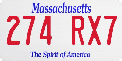 MA license plate 274RX7