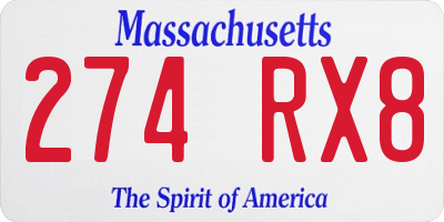 MA license plate 274RX8