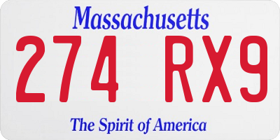 MA license plate 274RX9