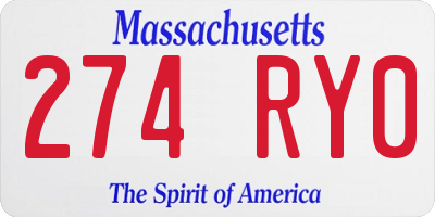 MA license plate 274RY0