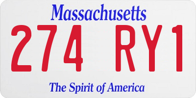 MA license plate 274RY1