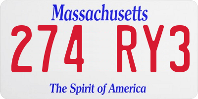 MA license plate 274RY3