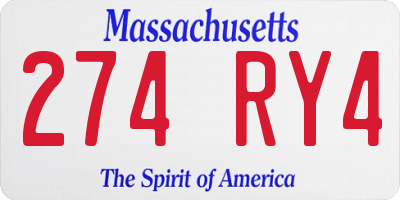 MA license plate 274RY4