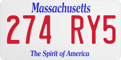 MA license plate 274RY5