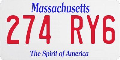 MA license plate 274RY6