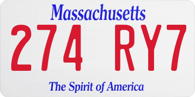 MA license plate 274RY7