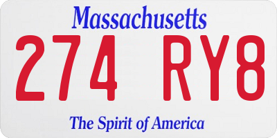 MA license plate 274RY8