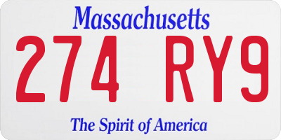 MA license plate 274RY9