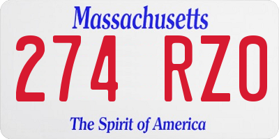 MA license plate 274RZ0