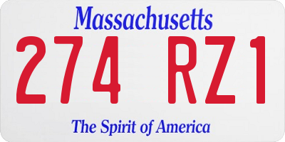 MA license plate 274RZ1